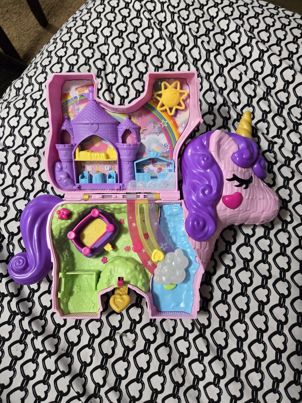 Unbranded Pink & Purple Unicorn Playset with Rainbow Details